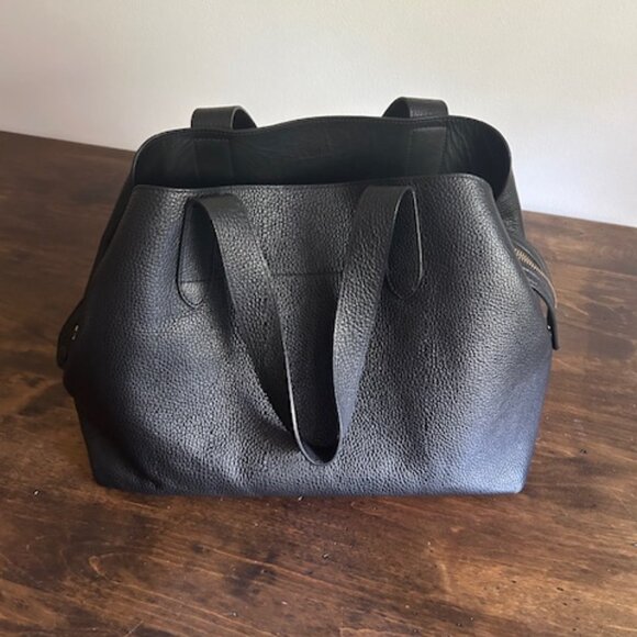 Cuyana Black Pebbled Leather Satchel - Picture 3 of 6